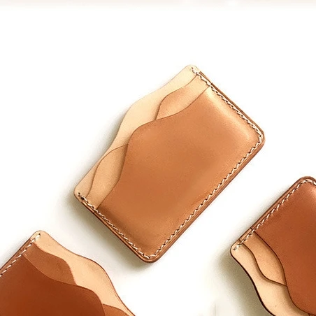 Genuine Leather Exquisite Stitched With Edge Paint Bifold Pocket RFID Card Wallet Holder