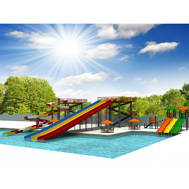 New Arrival Splash Park Water Playground Theme Park Kids Slide Fiberglass Slide Sprayer for Kids