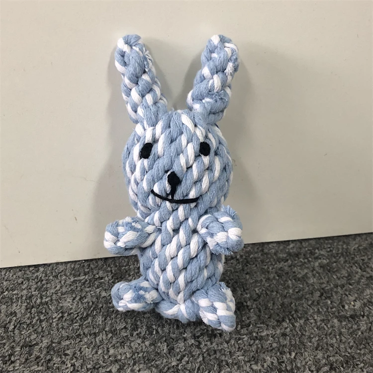 Free Sample Rabbit-Shaped Dog Rope Chew Toy Interactive Puppy Dog Anxiety Relieving Toys