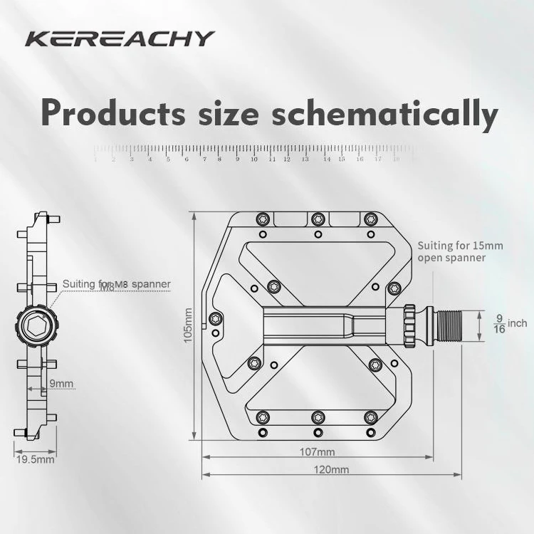 KEREACHY customized multi-color high-strength non-slip aluminum alloy mountain bike pedal 3 bearing bicycle pedal
