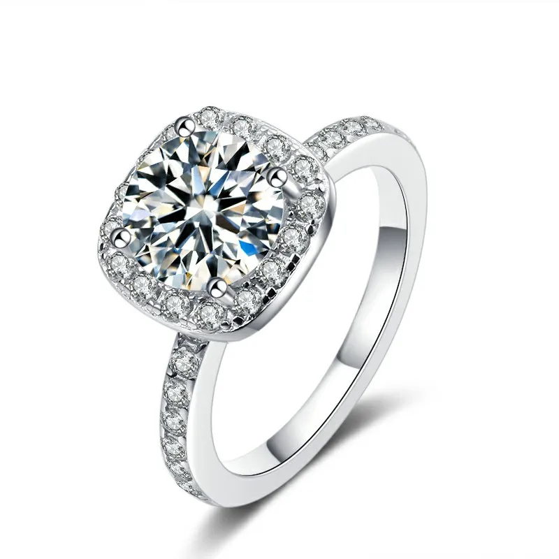 ZHILLIAN 925 silver jewelry vintage Square design cubic zirconia wedding engagement diamond  rings