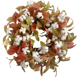 Factory outlet 24inch artificial dried flower Olive Magnolia Leaves cotton fall harvest wreaths for front door