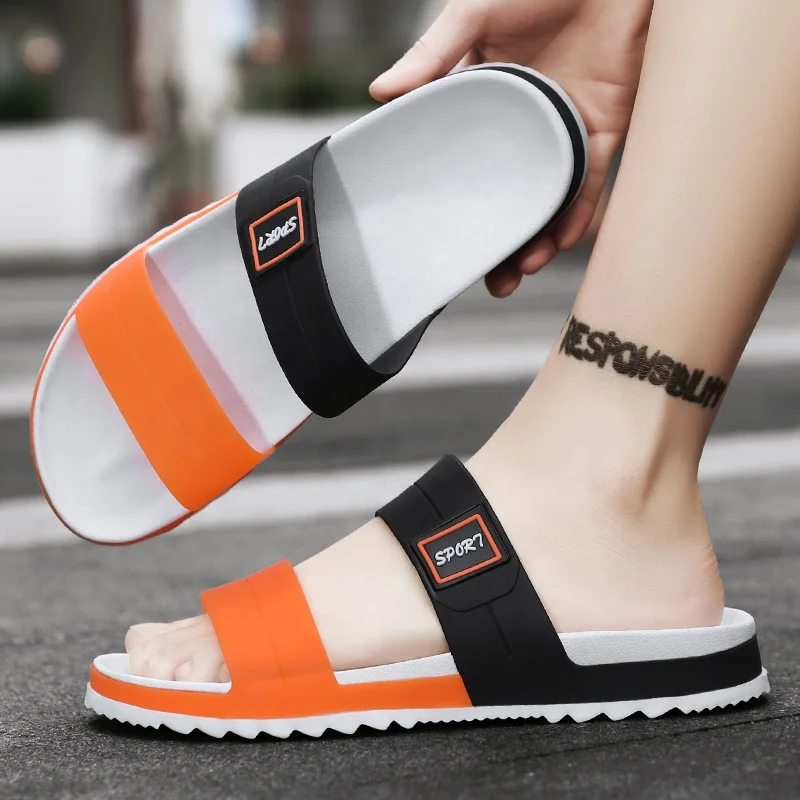Wholesale men summer plush sandal EVA casual indoor outdoor slides slippers beach sporty slippers for mans