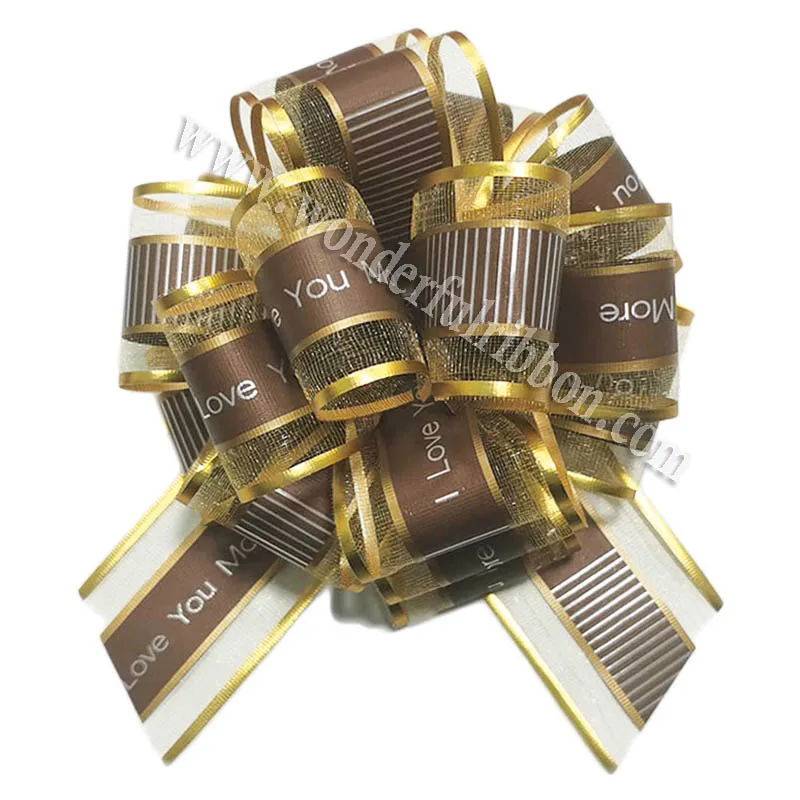 Hot Sell X-mas tinsel Party Decorations Organza Colorful Pull Bow Plastic Wrappers for box Packaging White Color PP Ribbon Bows