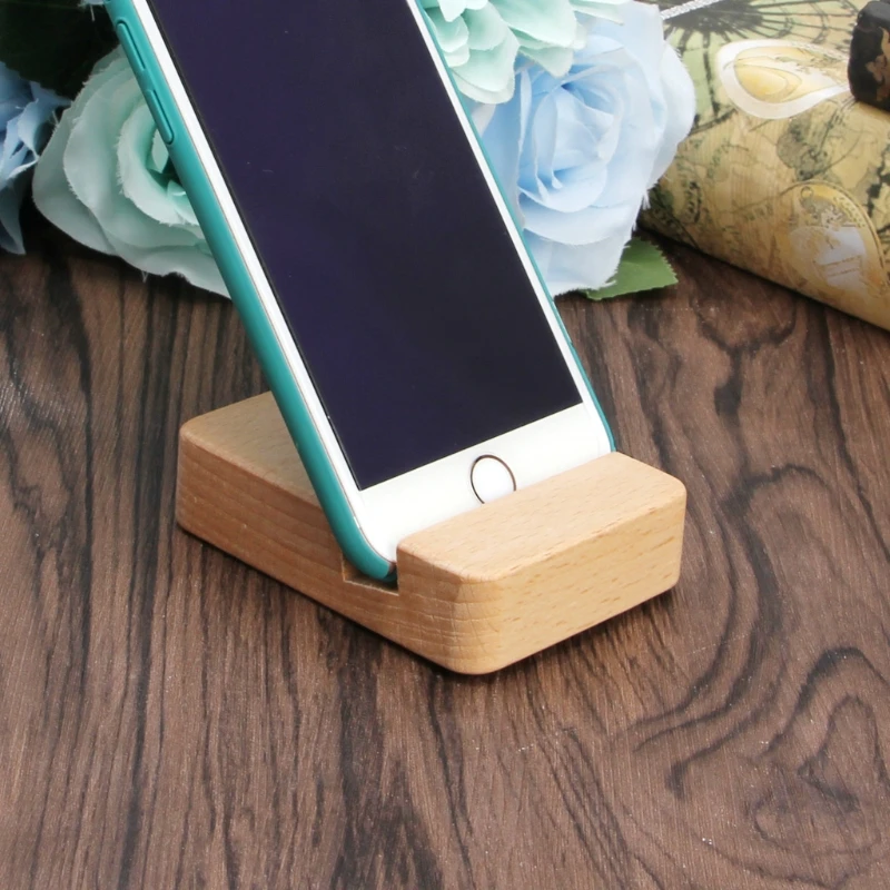 
Portable Desk Cell Phone Wood Stand Holder Dock For Smartphone iPhone iPad Mini 