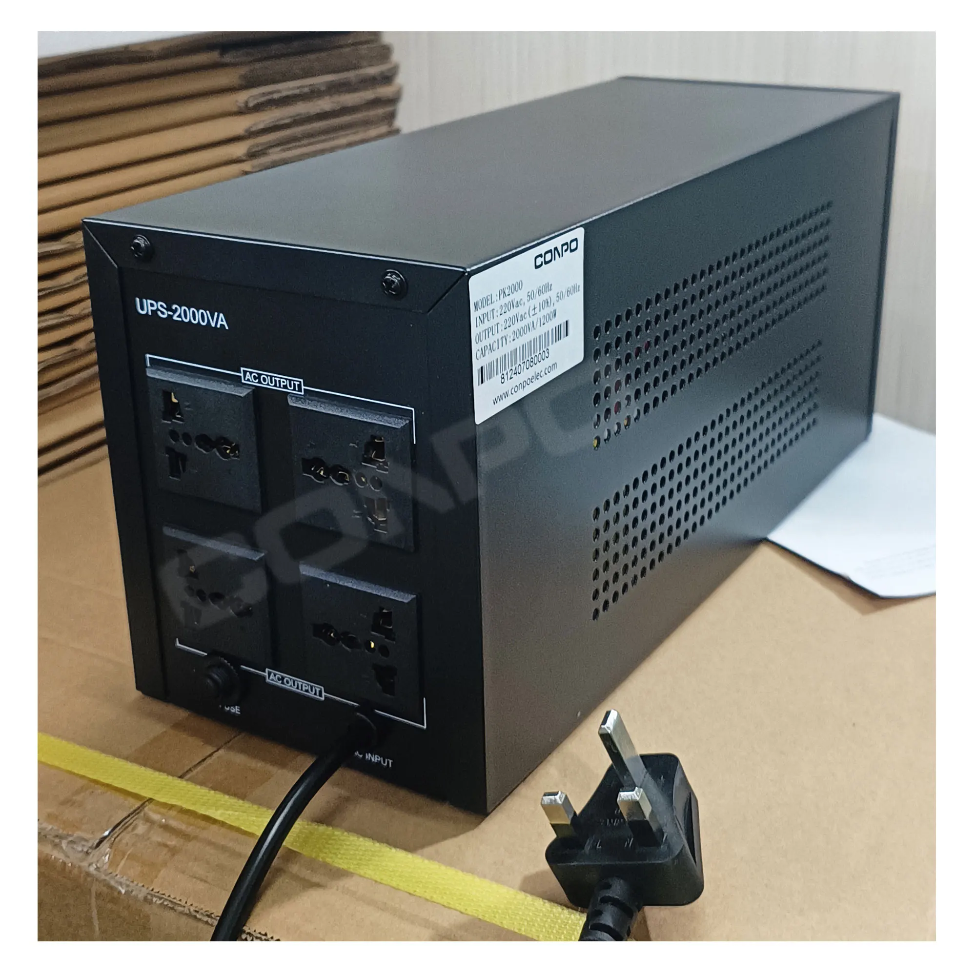 PK2000 2000VA/1200W, in-built Battery 9AH/12V*2, Offline UPS/Line interactive UPS 110V/220V, with Surge etc. full protections