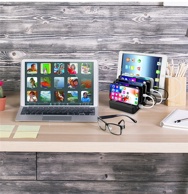 68W USB Charging Station Dock 6 ports QC 3.0 Fast Charge Dock Station for Multi Device Charger