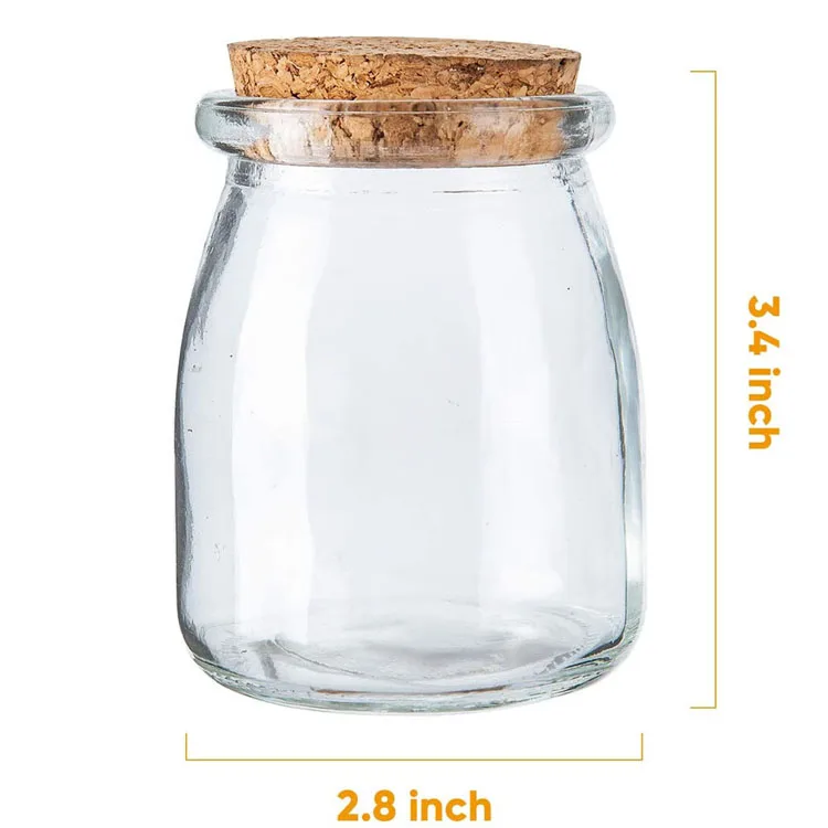 Mini Empty 200ml Yogurt Mason Jars  7 oz Glass Favor Pudding Jars with Cork Lids For Wedding Favors Honey Pot