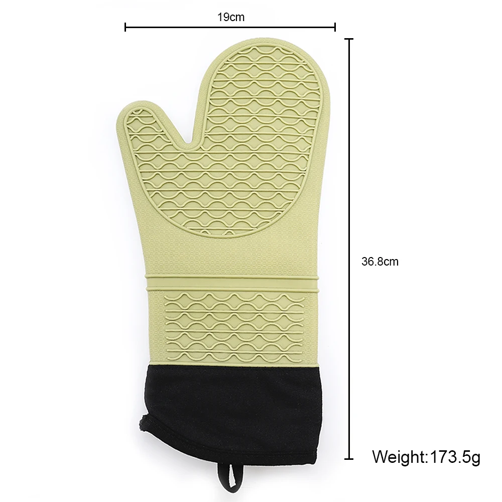 Extra Long Waterproof Kitchen Heavy Duty Double Cotton Silicone Oven Gloves Cooking Mitt