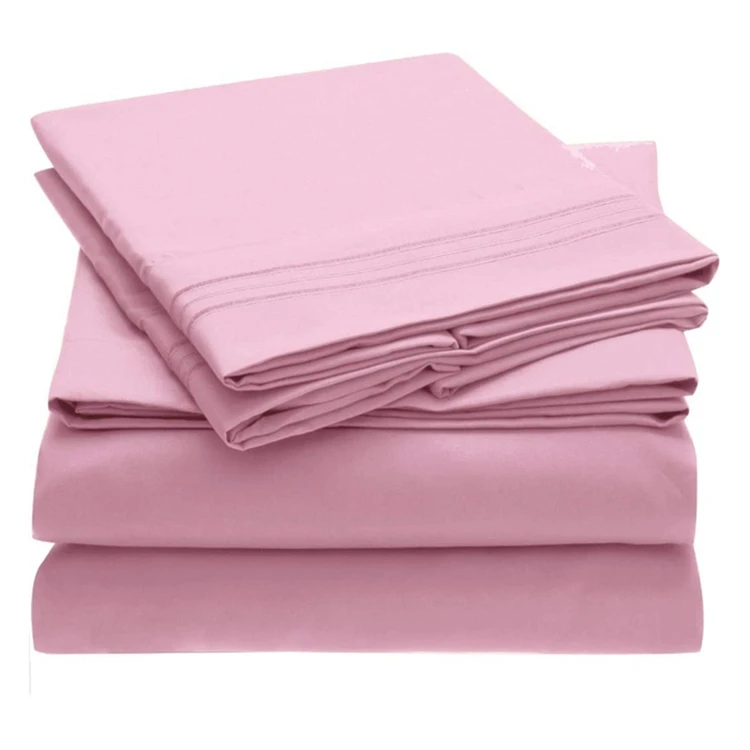 European dyed pink 4pcs bed sheet bedding set king size luxury microfiber duvet cover set for winter