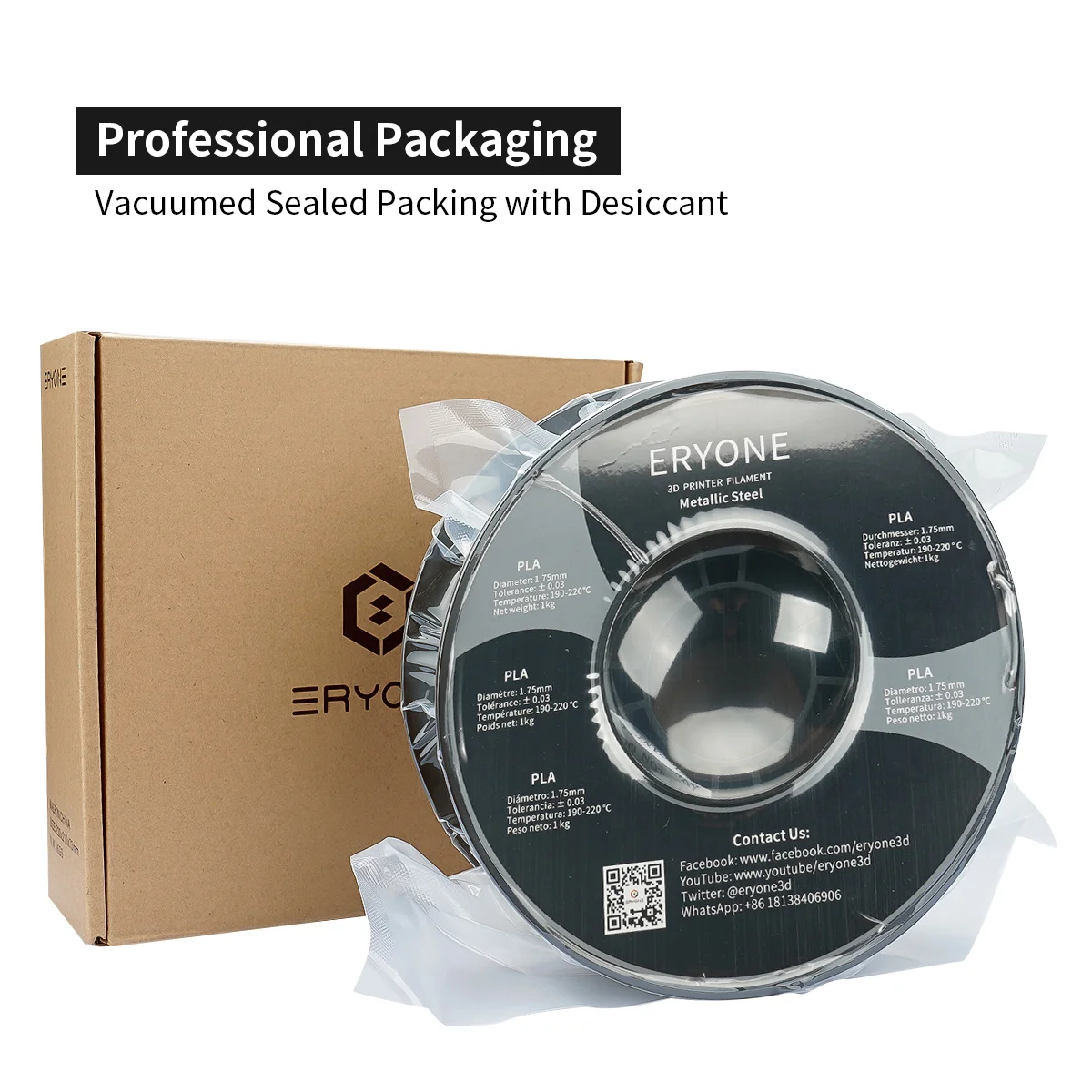 Eryone Wholesale metal steel Pla 3d Filament 3d Printer Filament 1.75mm 1kg For 3d Printer