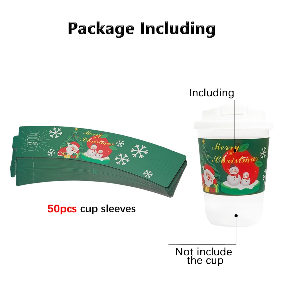 Оптовая цена 50 шт./упаковка рождественские рукава для кофейных чашек двухслойный гофрированный рукав одноразовая Изолированная Праздничная бумажная куртка