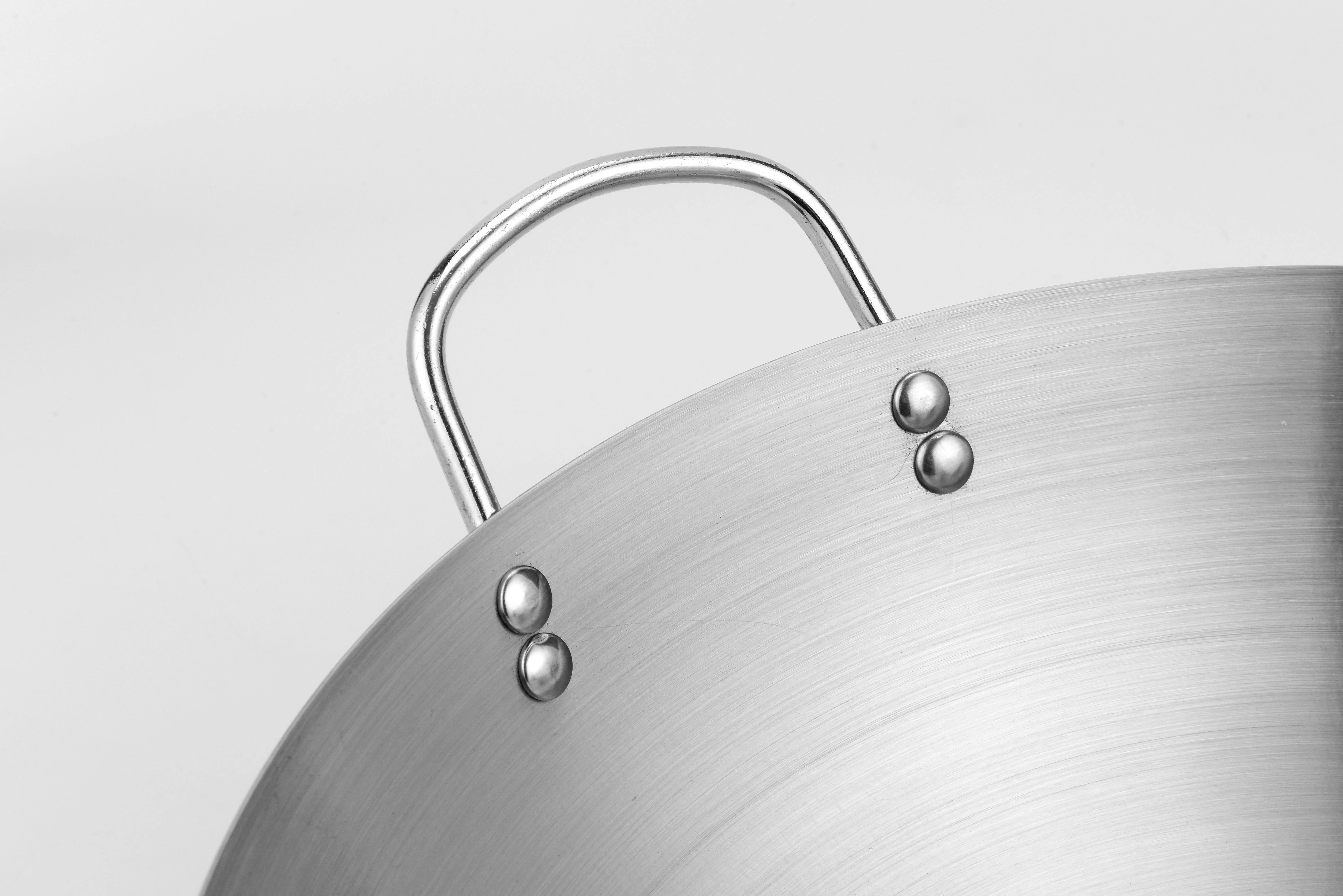 High-performance good quality round bottom carbon stainless steel wok ss fry pan