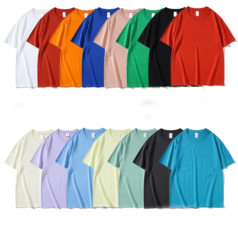 Wholesale plain tshirt for men white red custom plain knitted heavyweight t-shirt 300 gsm cotton t-shirt fabric