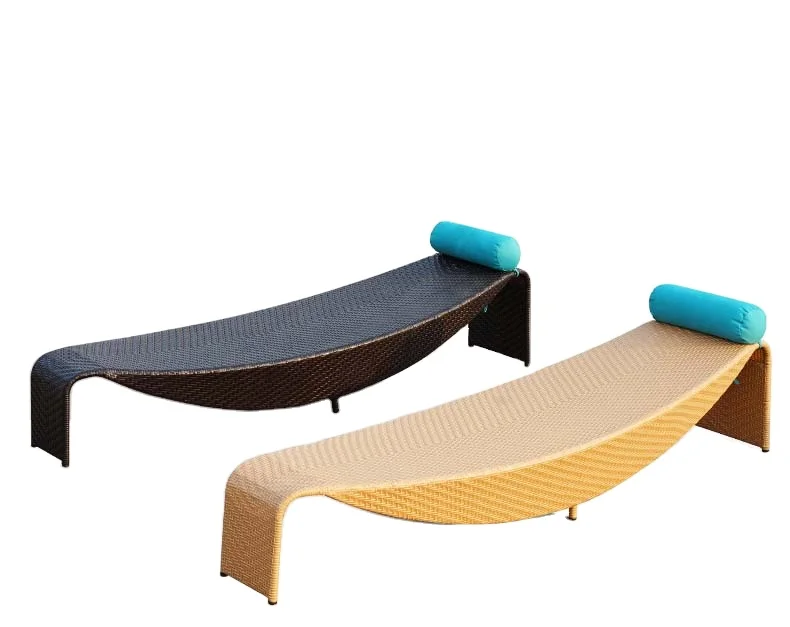 Waterproof leaf shape rattan chaise lounge chair for swimming pool