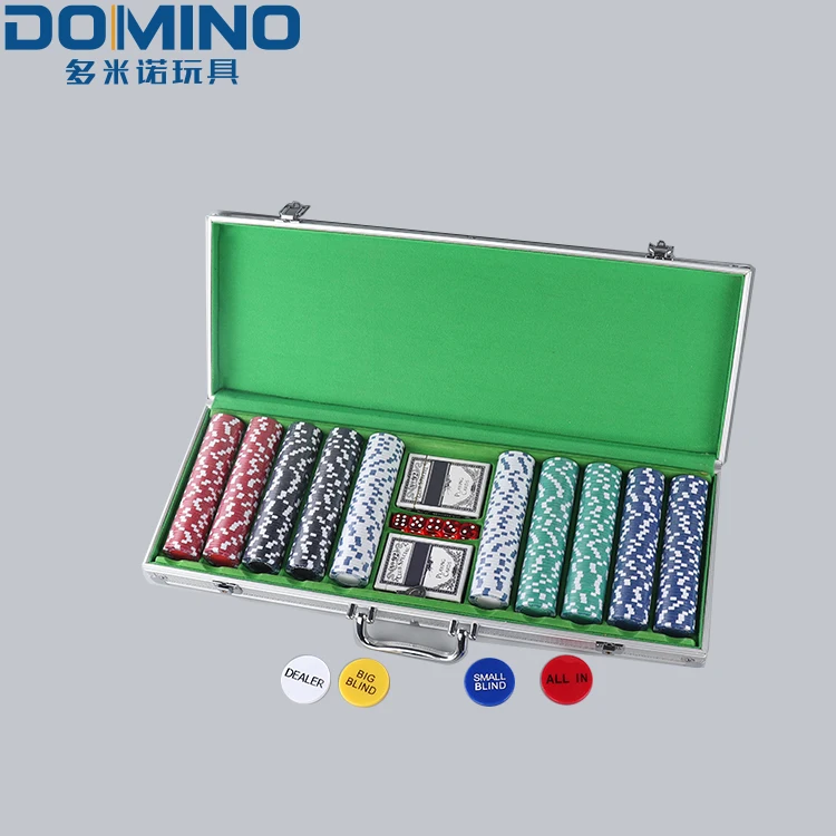 Custom 500 Pieces Casino Poker Chips 2 Playing Cards Aluminum case Poker Set