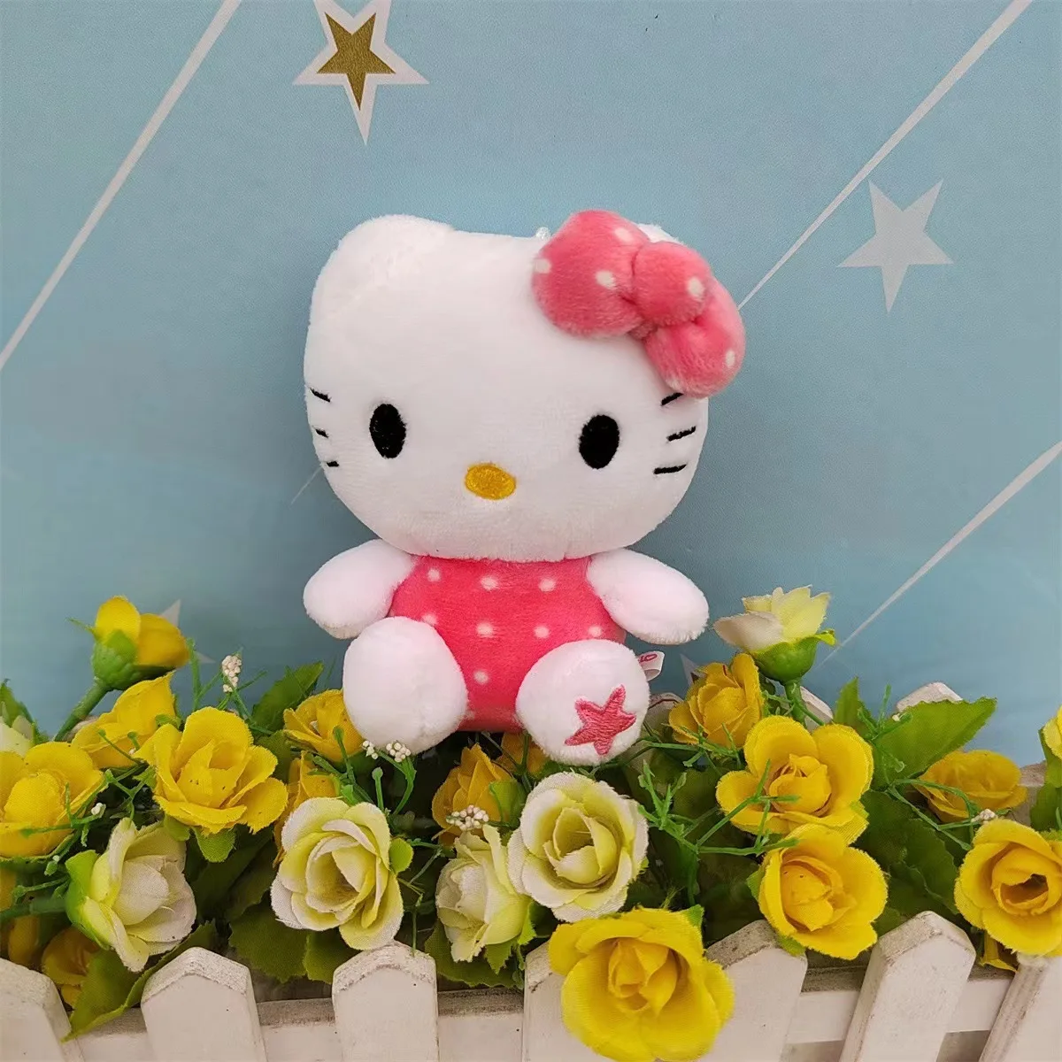 Kids Gift 10Cm Hello Kt Plush Toy Kawaii Anime Cartoon Bow Kt Cos White Bear Panda Cute Comfort Soft Stuffed Doll Pendant Toy