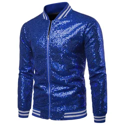 Luxurious golden Sequin Nightclub Jacket Men 2022 Autumn New Streetwear Puck Coats Baseball Bomber Male Wedding Party Stage