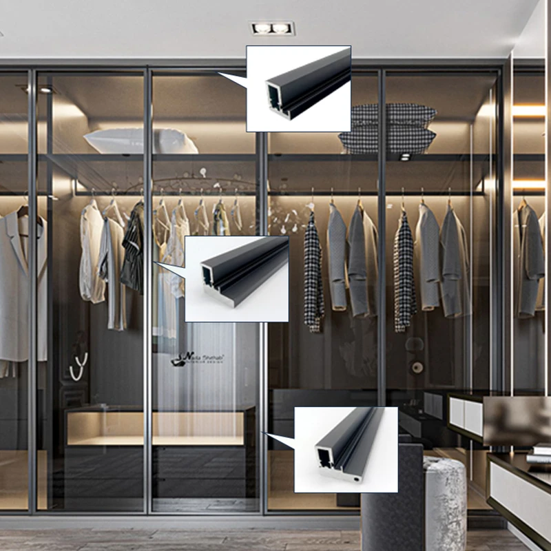 Best price anodized black brushed gold aluminium profiles for cabinets cupboard aluminum frame profile