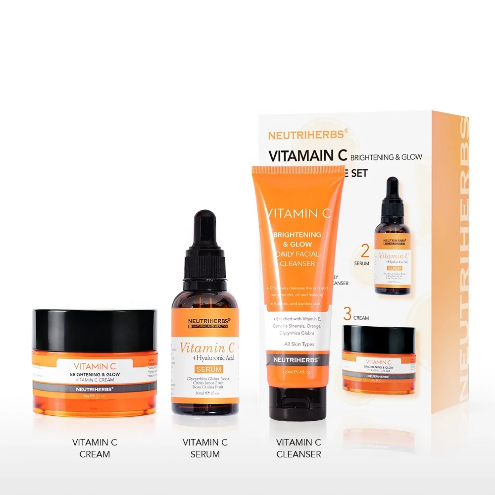 Private Label Natural Glowing Whitening Cream Vitamin C (New) Skin Care Set