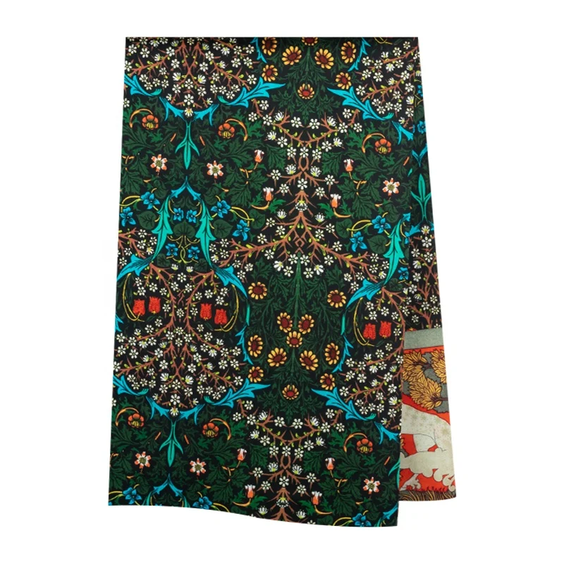 16mm 93% silk 7%spandex satin stretch fabric digital print silk stretch floral cloths 135cm width floral silk fabric for garment