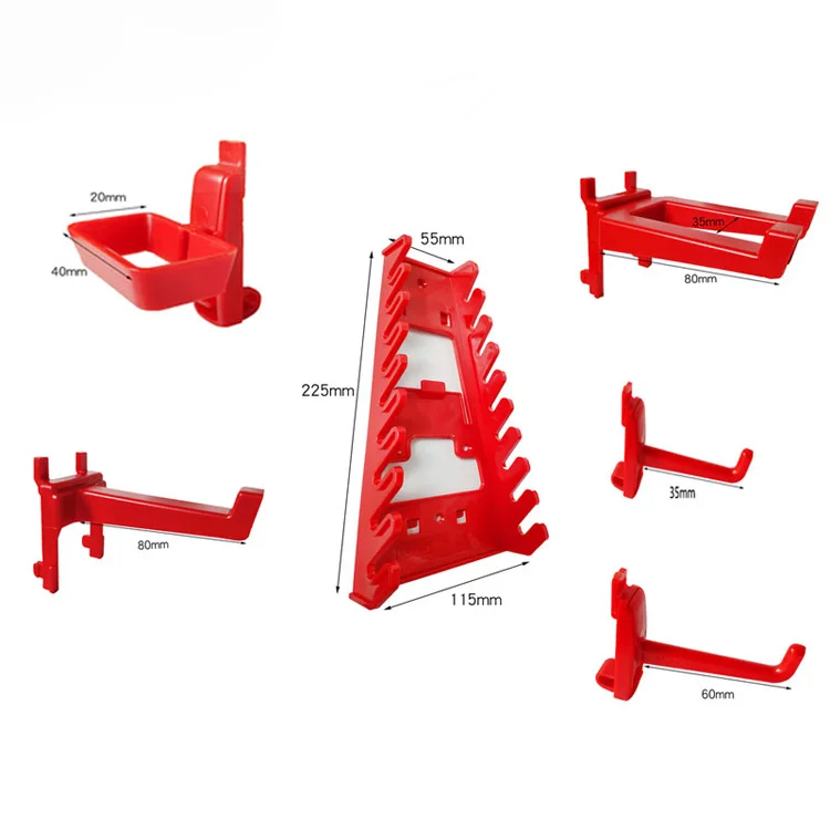 Square Hole Board Mobile Tool Display Stand Red Plastic Single Double Display Pegboard Hook