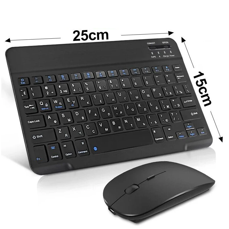 Mini Tablet PC Smartphone BT Keyboard and Mouse Set Spanish French Russian Wireless Rechargeable Keyboard Mouse Combo