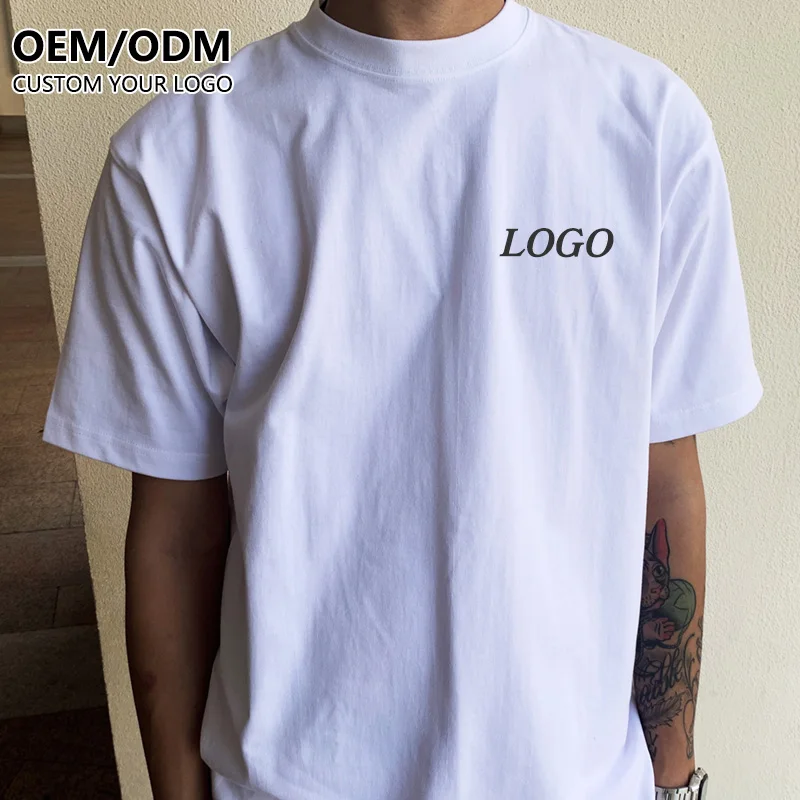 High Quality Men Luxury Custom Heavy 100% Cotton camisetas oversize T Shirt Blank Mock Neck Heavyweight Oversized boxy t shirt