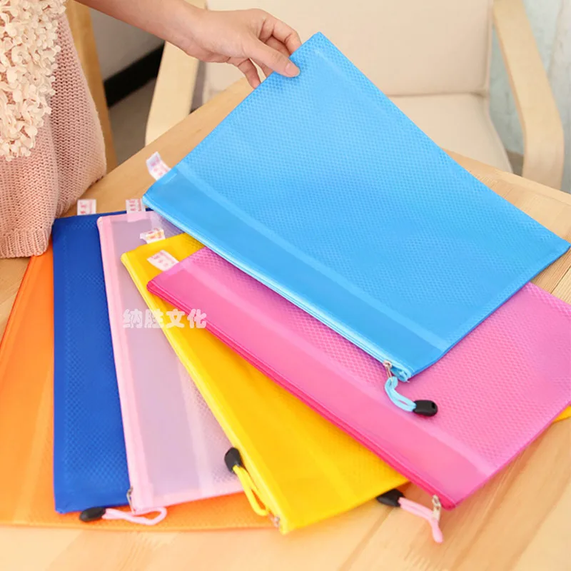 Colorful Double Layer canvas Cloth Zipper Paper File Folder Book Pencil Pen Case Bag File Document Bags
