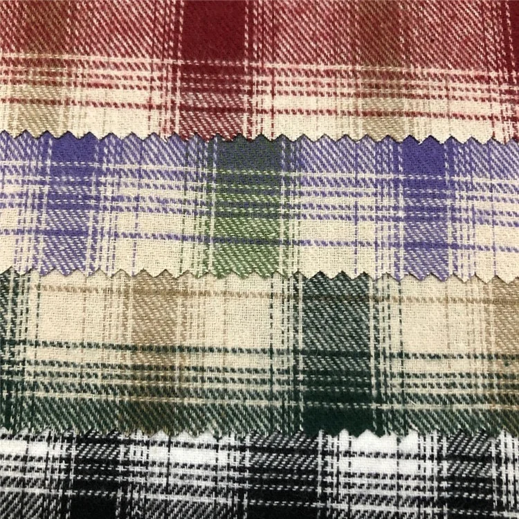 2021  Brushed tartan plaid cotton yarn dyed flannel fabric stock lot