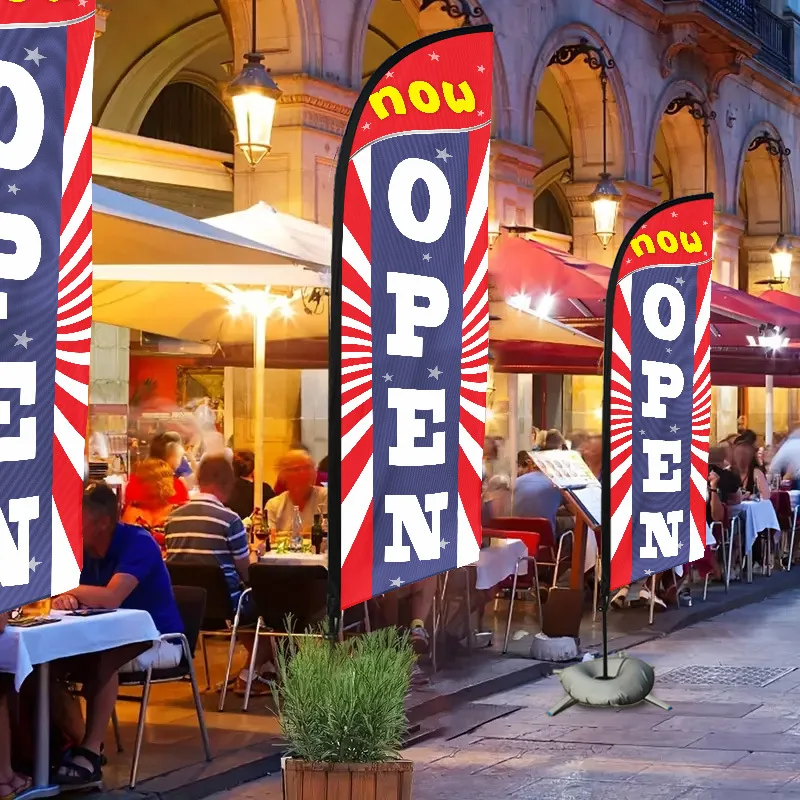 Beach flag Outdoor business activities double-sided feather flag Hotel circuit knife flag custom