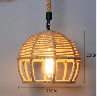 Ancient European retro style linen lamp bar restaurant metal hemp rope chandelier