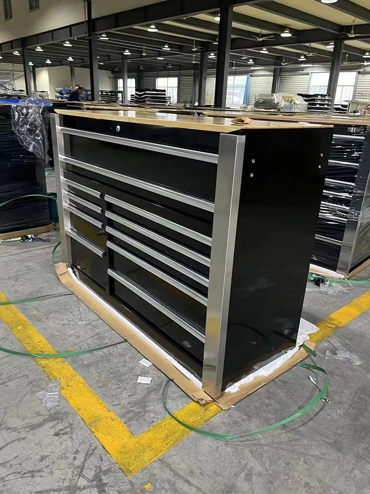 2024 new model 11 Drawers workshop garage metal tool cart for mechanic  workbench with wooden countertop