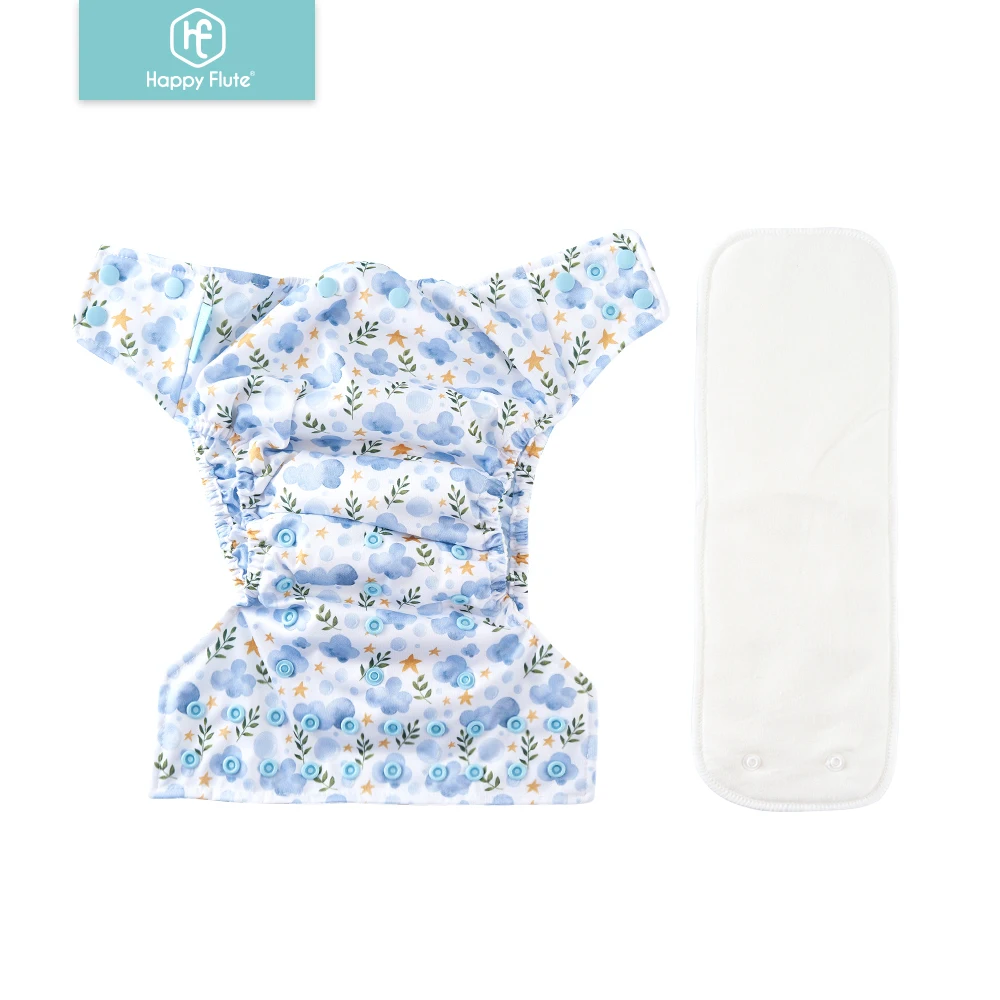 Happyflute Hot Sale Baby Velvet Cloth Diaper Cotton Fabric With Insert Liner Reusable Cloth Diaper