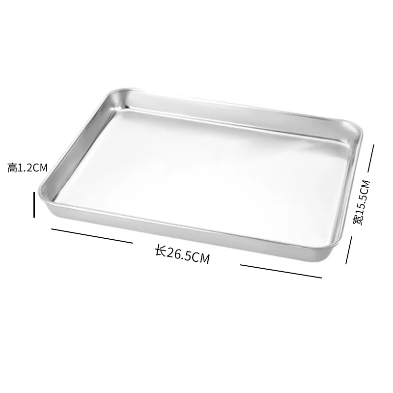 food serving tray Rectangular Thickened Silver Stainless Steel Pan Baking Tray Grill Plate Cookie Sheet Oven Pan