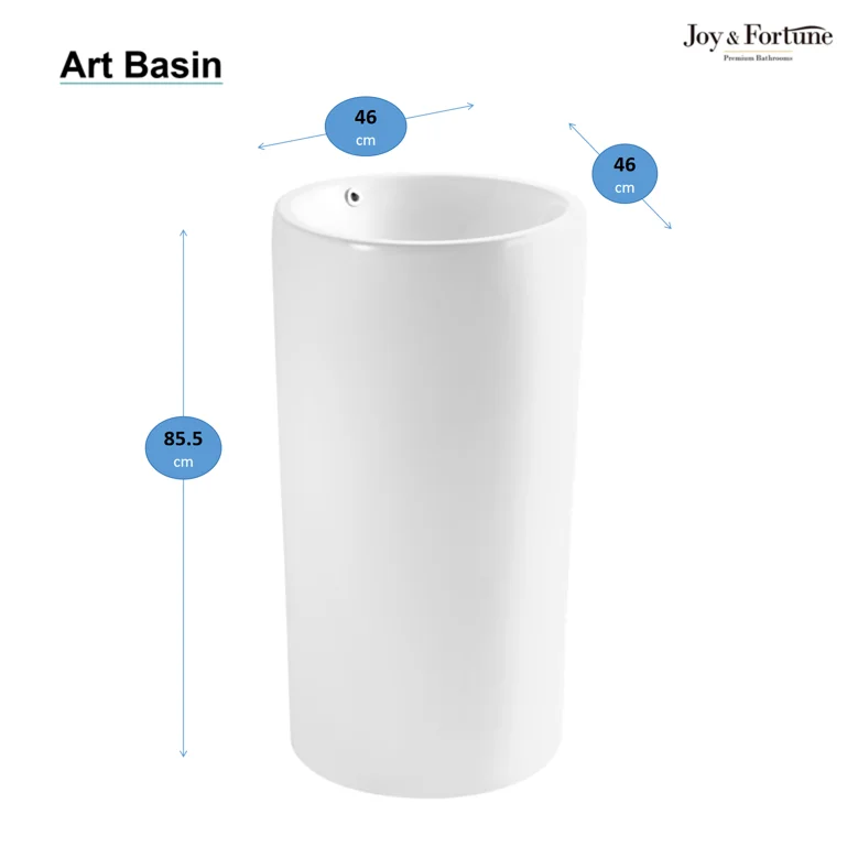 Joynfortune Chaozhou Large Capacity Ceramic Modern Contemporary Style Cylindrical Floor Standing Columned Basins Bathroom Sink