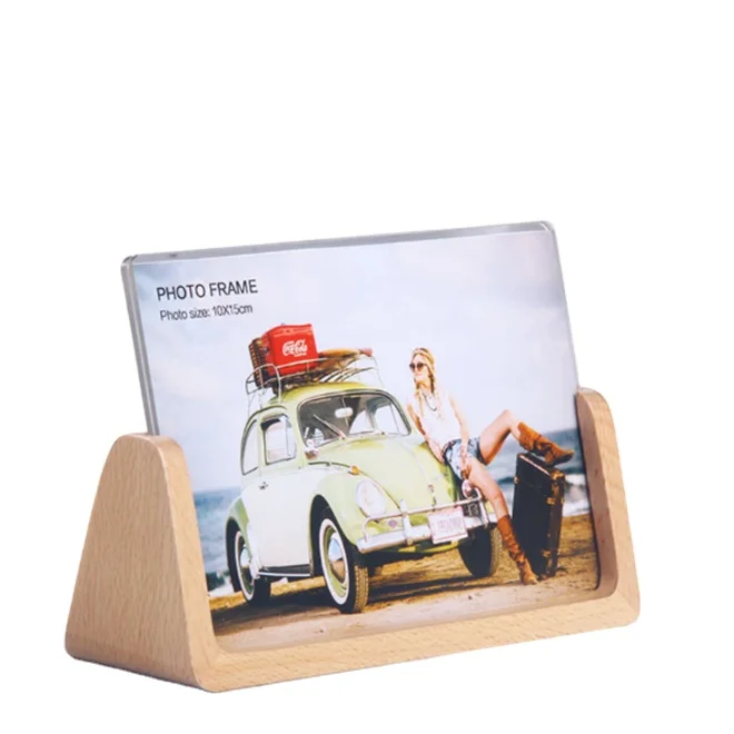 Wholesale transparent double sided glass picture wooden frame and acrylic floating photo frame wall art marco