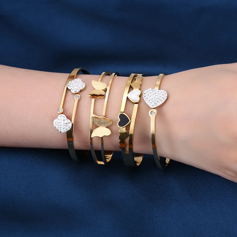 Classic Titanium Steel Couple Diamond Bracelet Titanium Steel Accessories Factory Wholesale Stainless Steel Simple Jewelry