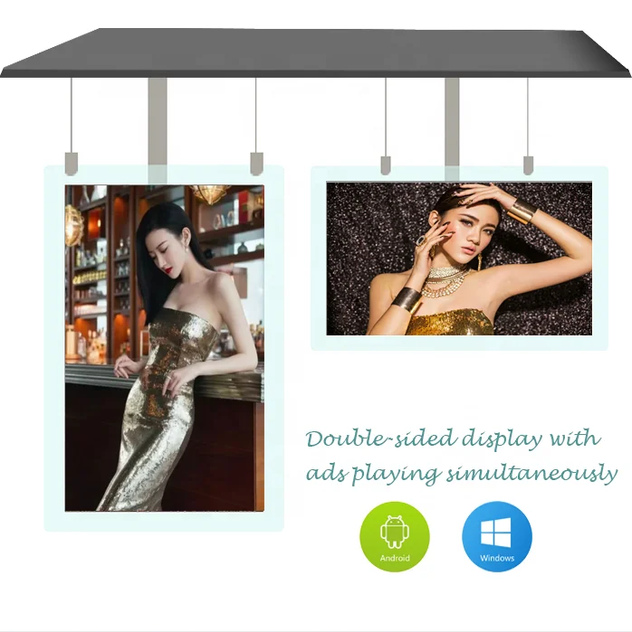 High-end luxury store double side Hanging installation transparent frame  high brightness  indoor digital signage display