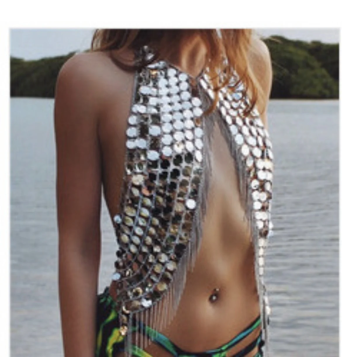 Hot Selling Bling Sequin Body Chain Bra Sexy Halter Top Set Women Girls Favourite Jewelry Bra Chain