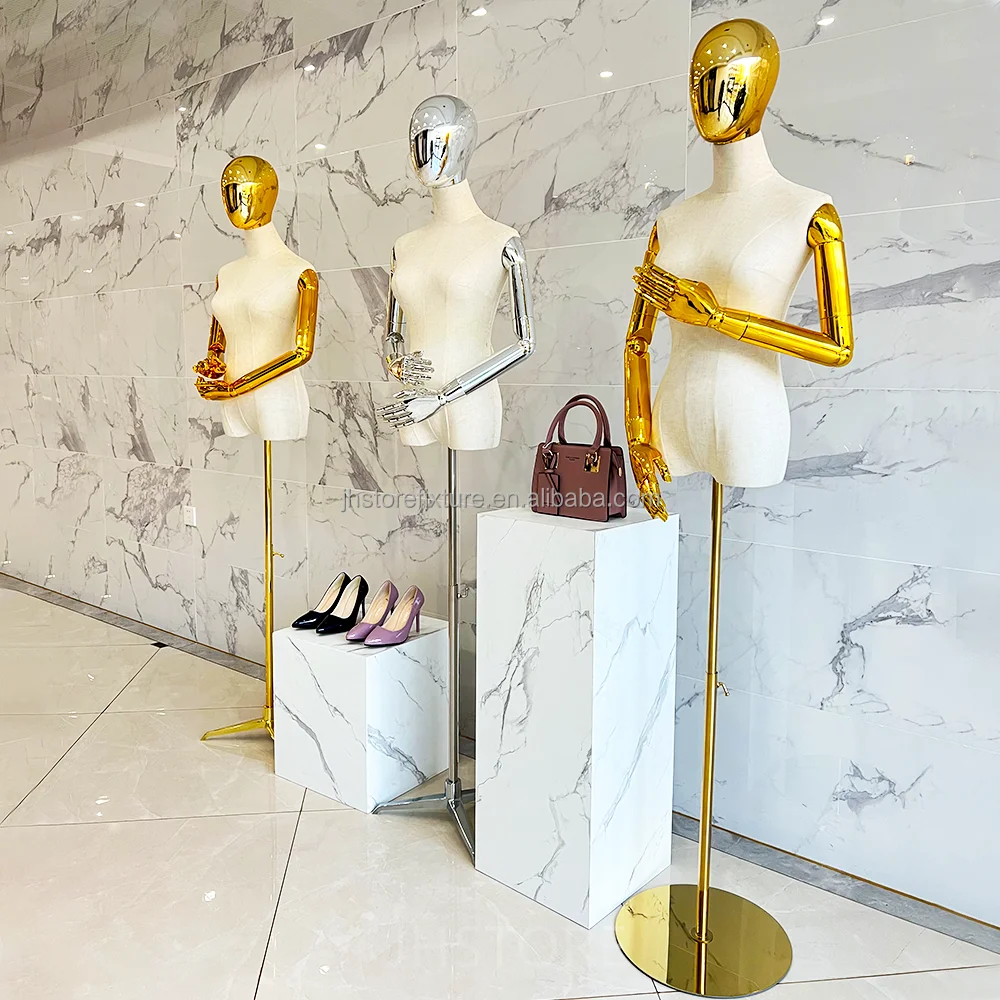 shiny gold silver mannequins female body torso mannequin with triangle round square stand manikin for clothing