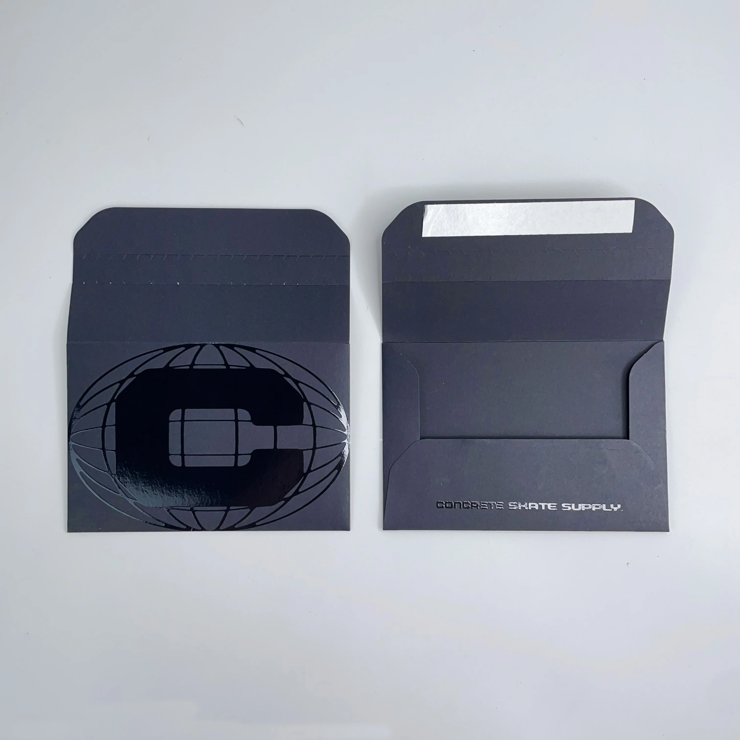 Recyclable custom logo business thank you card packaging envelope tear strip black paper envelopes with UV printed