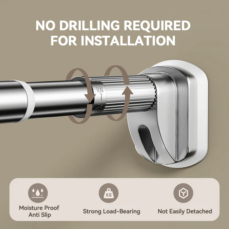 Straight Metal Adjustable Rod Tube Curtain Shower Poles for Bathroom Bathing Room Divider