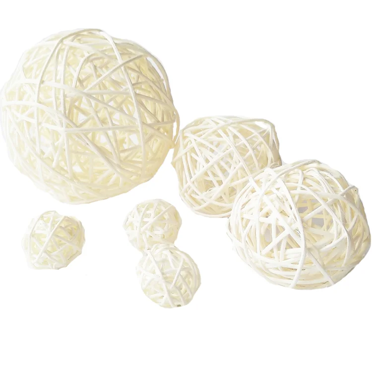 2,5 см, 3 см, 4 см, 5 см, 7 см, 8 см, 10 см, 15 см, 20 см, белый цвет, плетеные шарики из ротанга