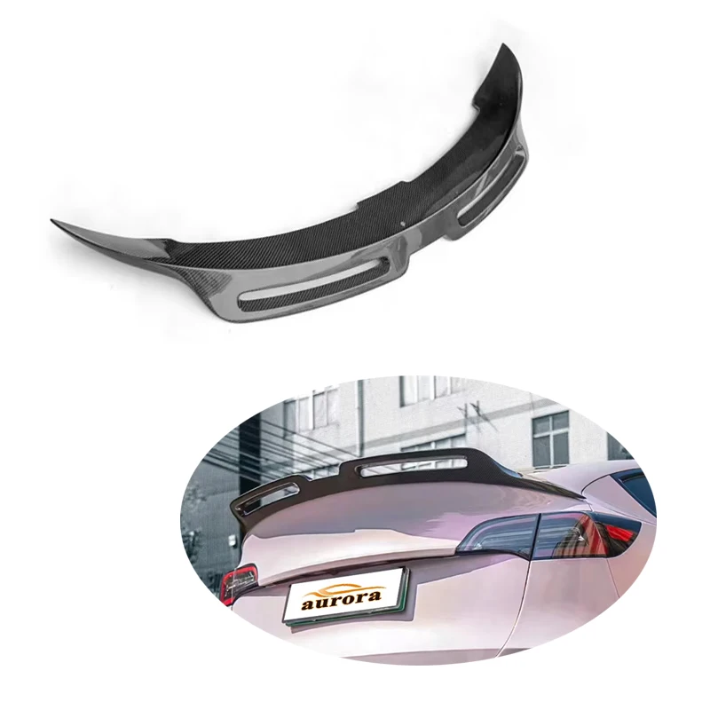 For Tesla Model Y Rear Spoiler Carbon Fiber Body Kit CM Type Rear Luggage Lip Tail Wing car modification kit