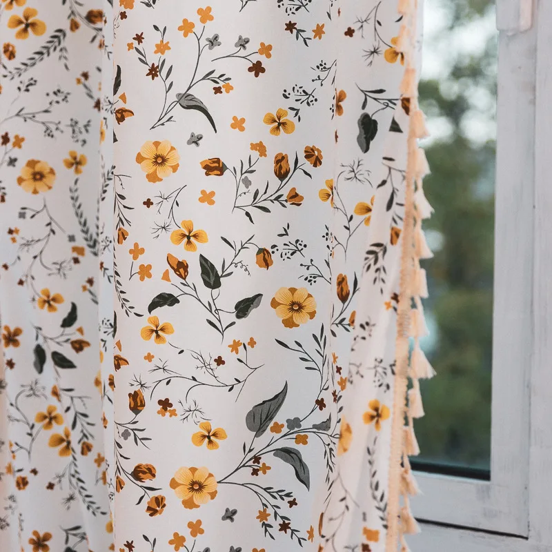American Floral Printing Design Dining Room Curtain Finished Kitchen Window Decoration Curtain