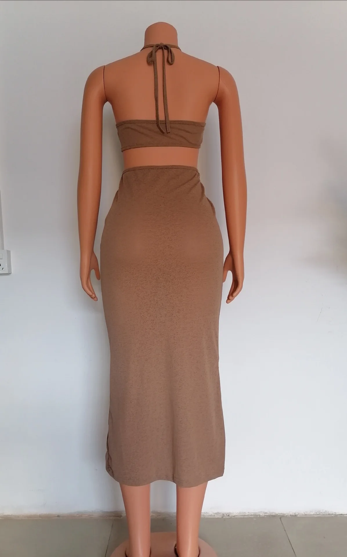 2021 Summer Crochet Knitted Hollow Out Halter Neck Elegant Sleeveless Long Casual Maxi Dresses