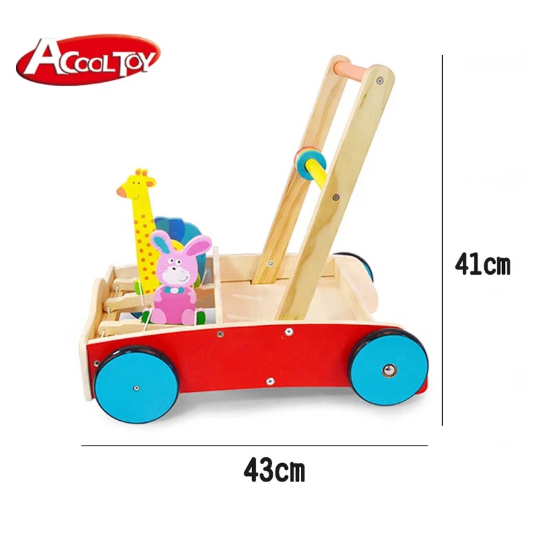 Costumeabel Wooden Wooden Baby Walker Toy Brown Activity Borangelker Toy Box