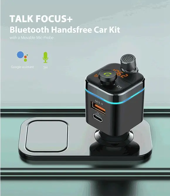  Новое поступление BT5.0 PD18w и QC3.0 Быстрая зарядка Громкая связь C72 автомобильный комплект FM-приемник с длинным радиусом действия Автомобильный fm-передатчик зарядное устройство для ноутбука