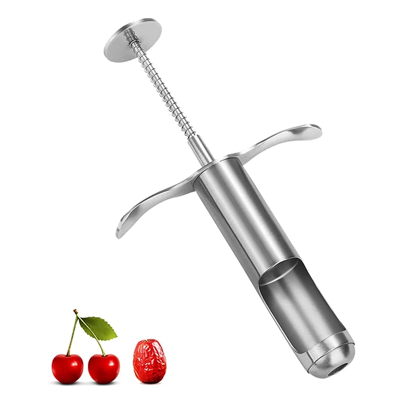 Professional Stainless Steel Cherry Corer Fruit Core Pitter Remover Portable Cherry Pitter Tool Perfect for Grape Kitchen Gadget